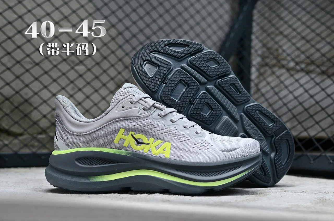 Hoka Gris Amarillo Malla Ingenierizada Parte Superior Mediasuela Gruesa Cushionada Zapatillas de Running 7