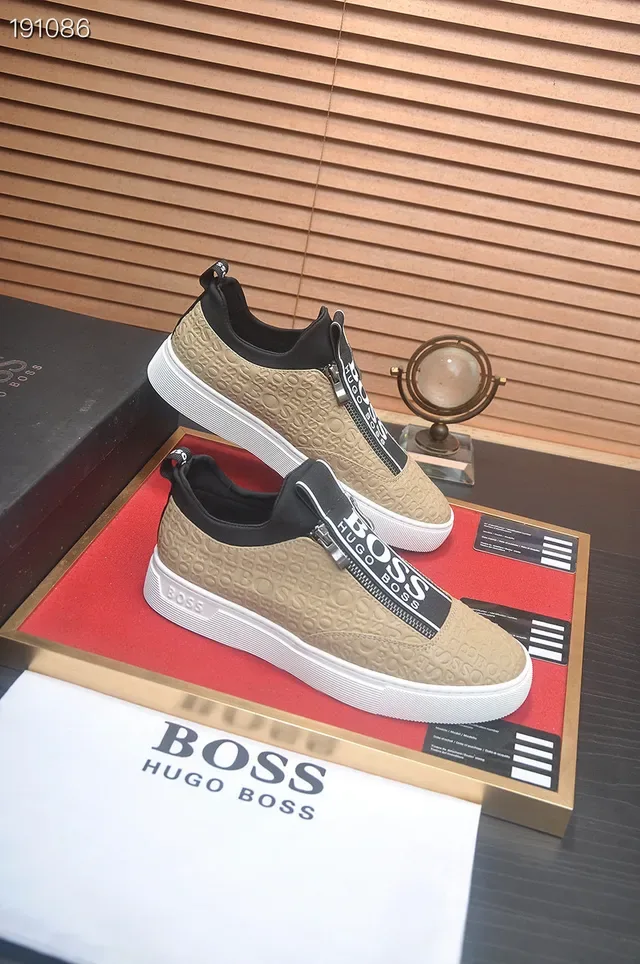 Hugo Boss Tênis Lifestyle Bege Preto com zíper lateral e abertura por deslizamento 6