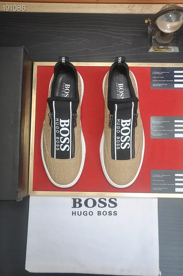 Hugo Boss Tênis Lifestyle Bege Preto com zíper lateral e abertura por deslizamento 7