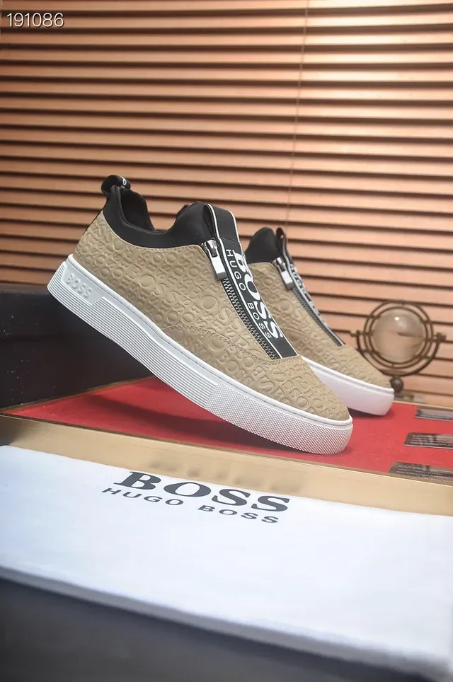 Hugo Boss Tênis Lifestyle Bege Preto com zíper lateral e abertura por deslizamento 8