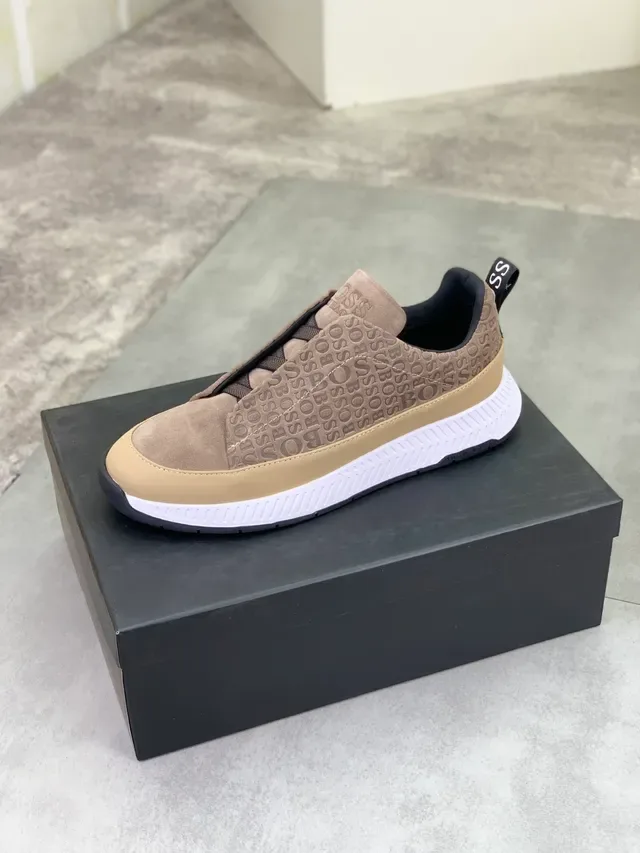 Hugo Boss বেইজ এমবসড লোগো লেসহীন লাইফস্টাইল স্নিকার 4