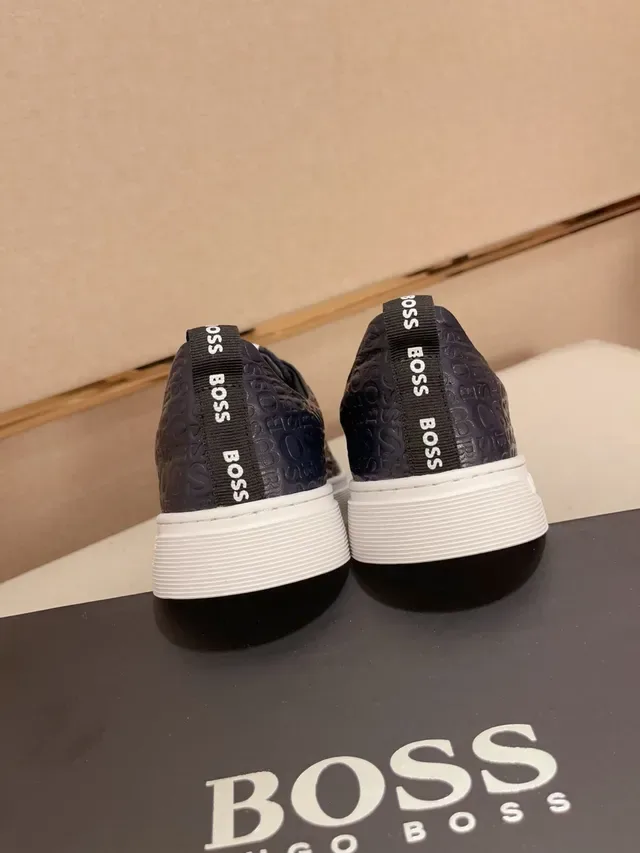 Hugo Boss BOSSTON Navy White Slip-On Embossed Monogram Lifestyle Sneakers 3