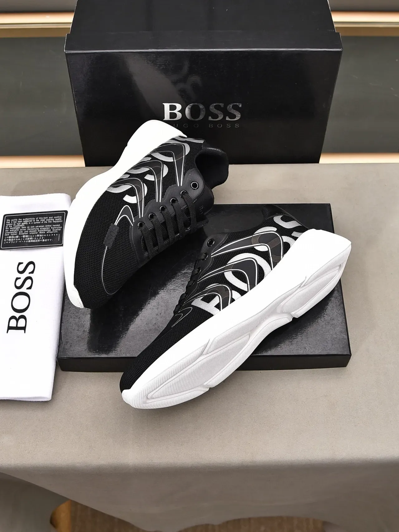 Hugo Boss Graphic Logo Black and White Lifestyle Sneakers 4