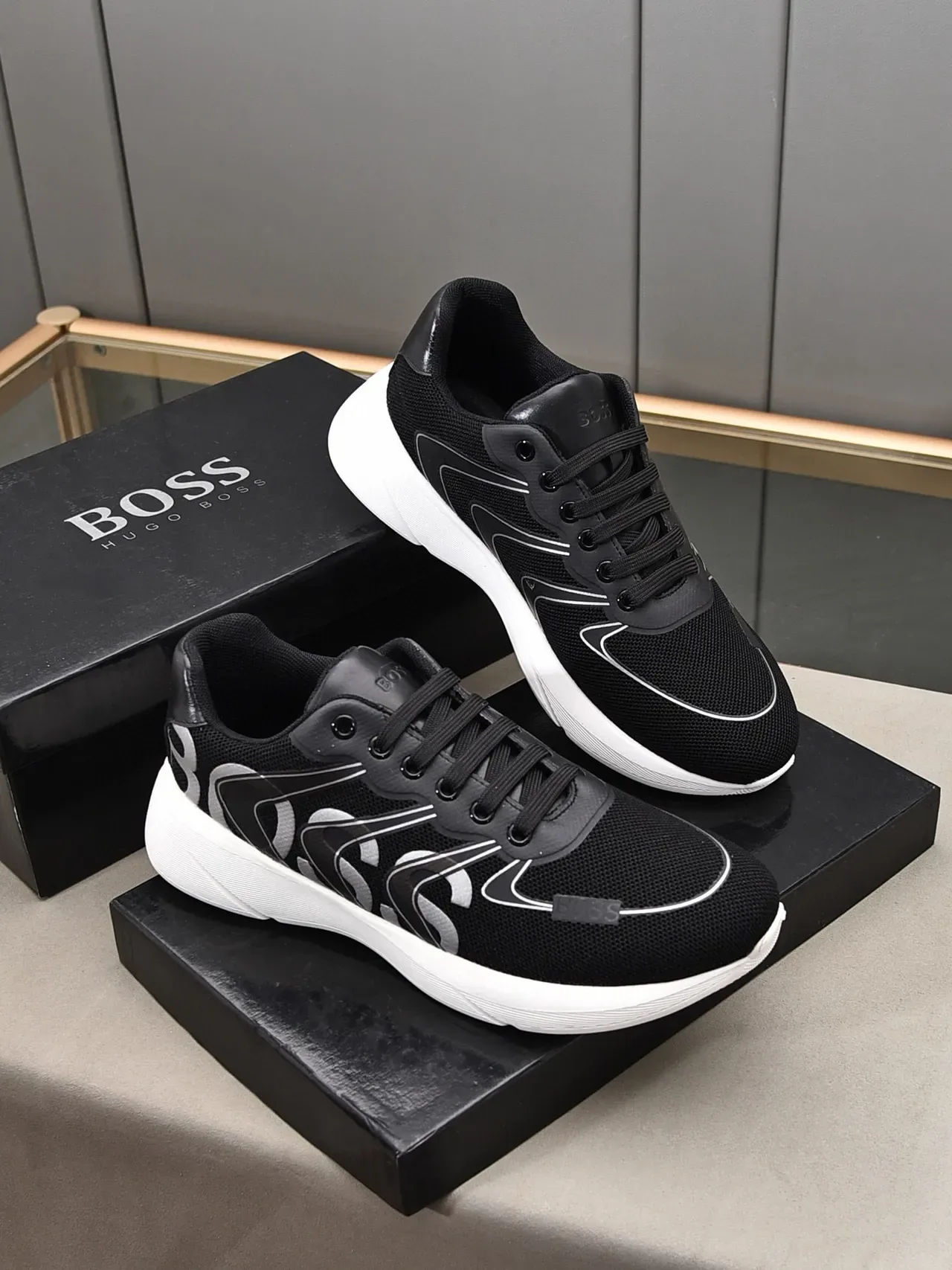 Hugo Boss Graphic Logo Black and White Lifestyle Sneakers 6