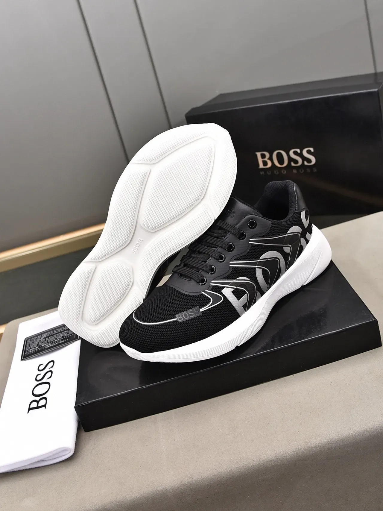 Hugo Boss Graphic Logo Black and White Lifestyle Sneakers 7