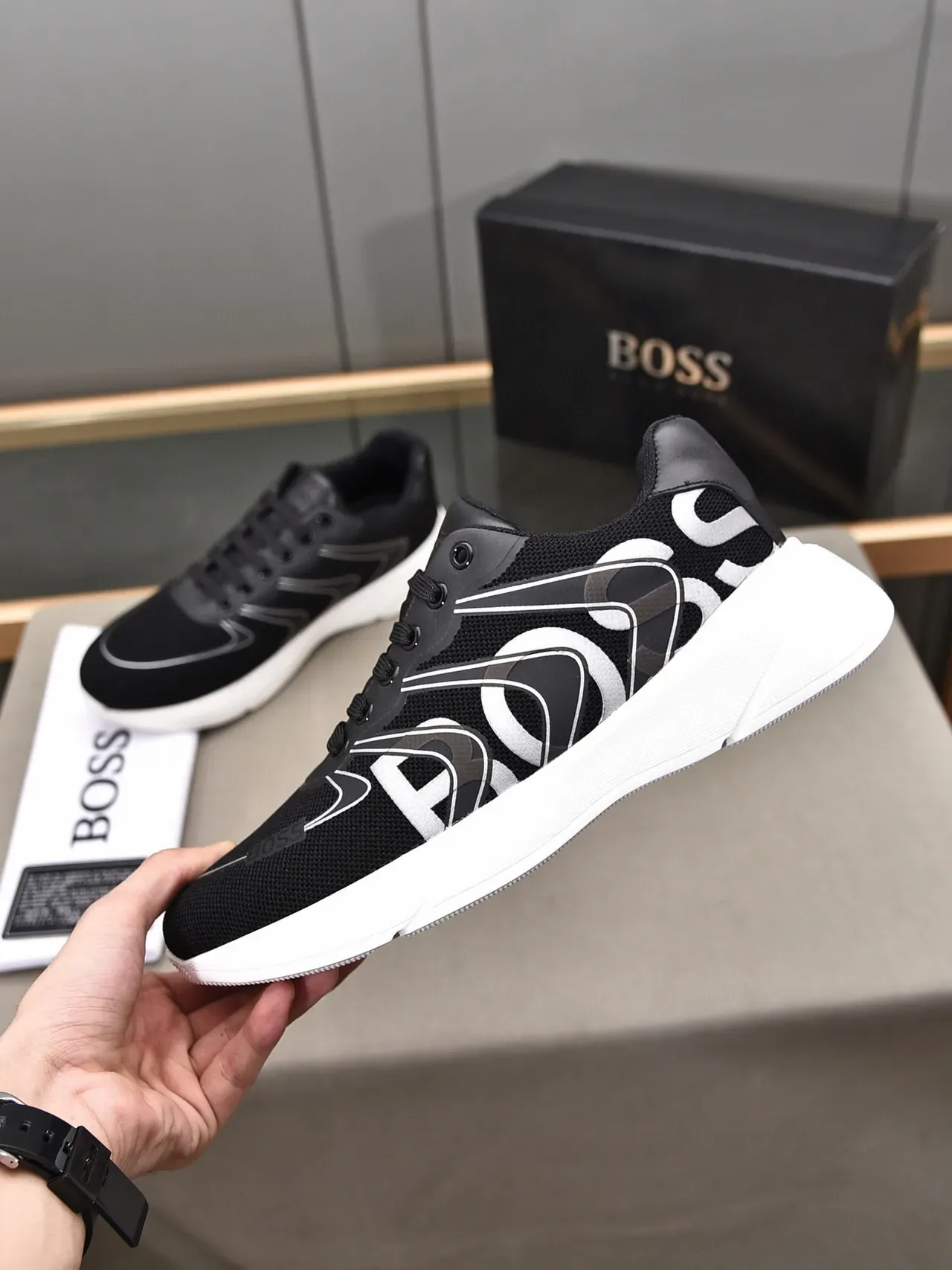 Hugo Boss Graphic Logo Black and White Lifestyle Sneakers 8