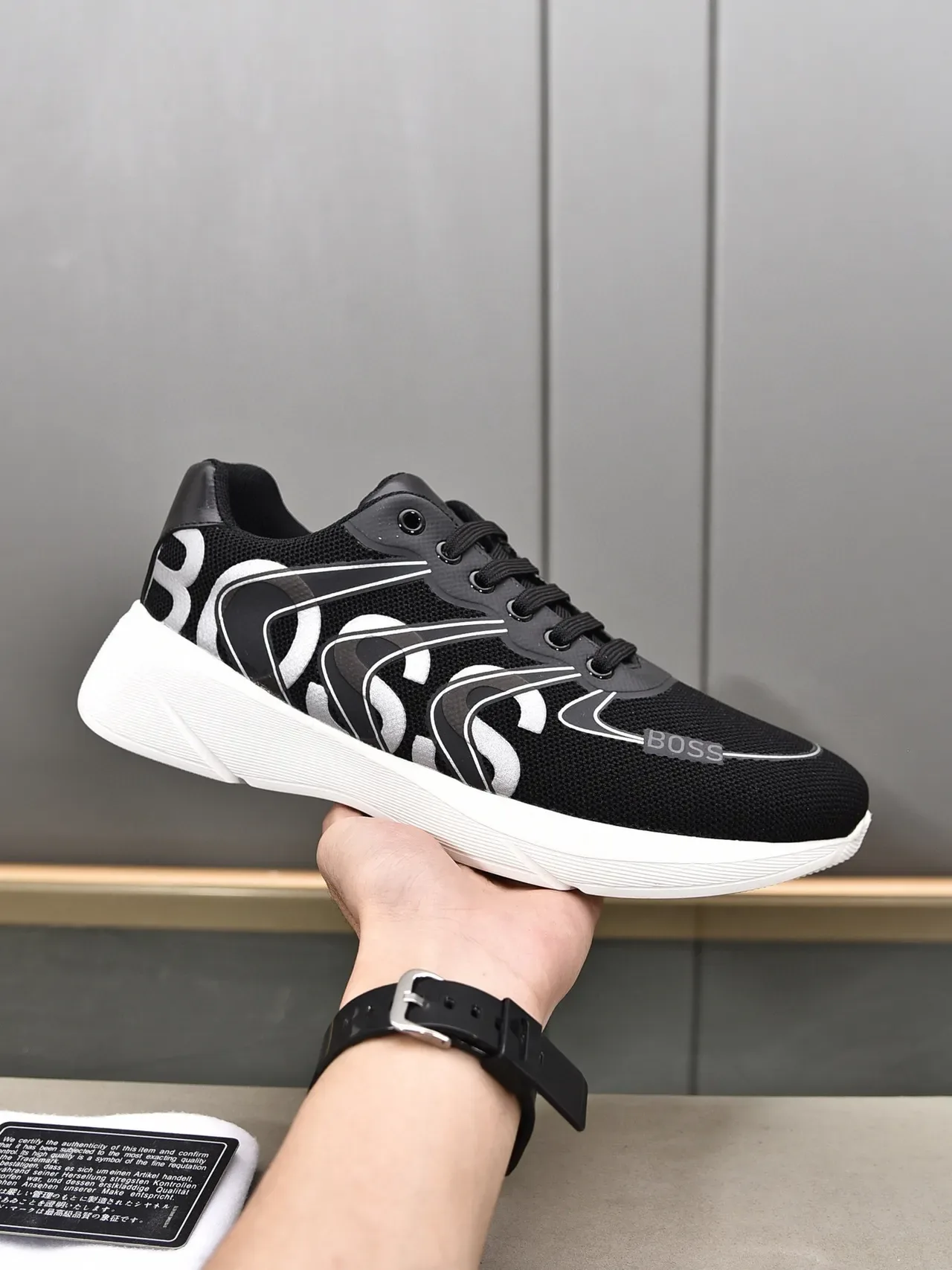 Hugo Boss Graphic Logo Black and White Lifestyle Sneakers 9