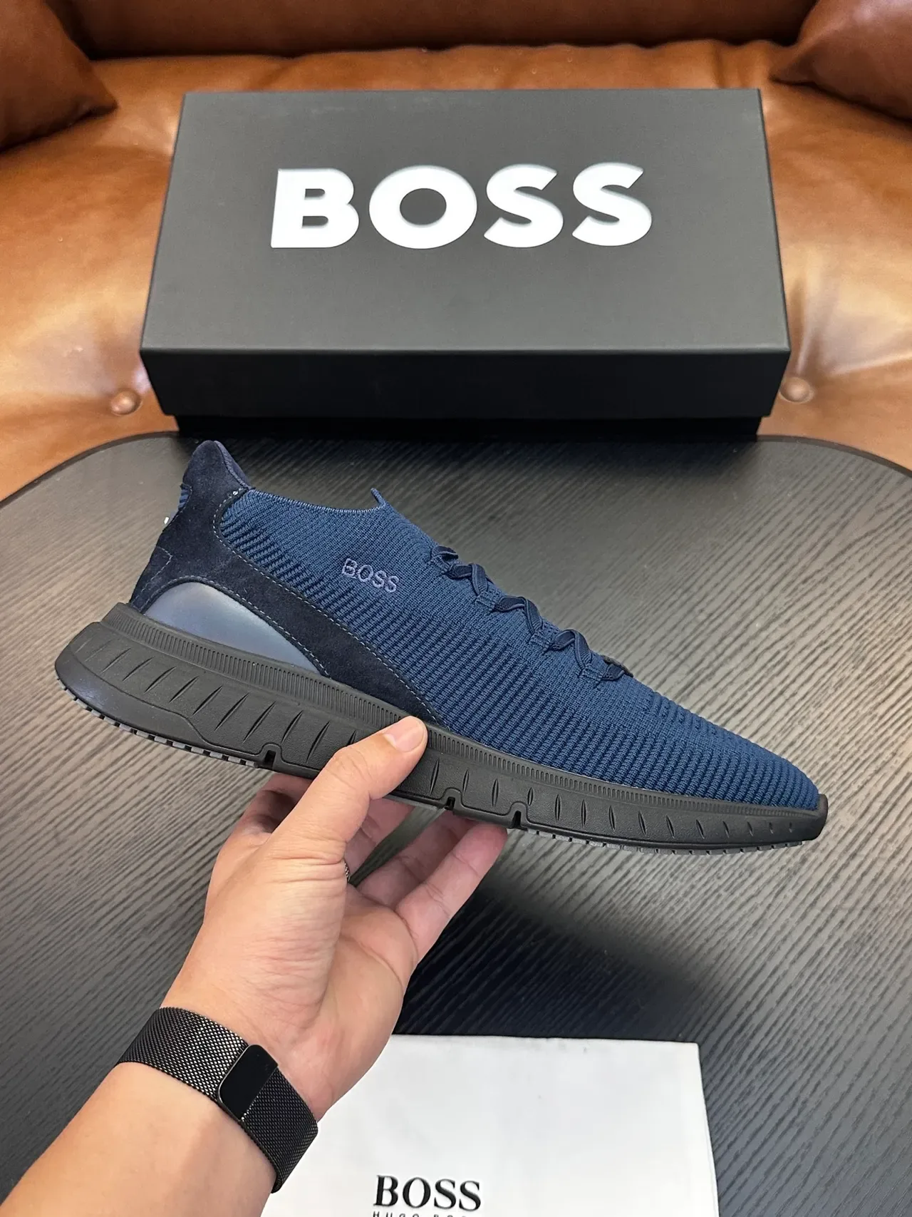 Hugo Boss नेवी निट स्लिप-ऑन लाइफस्टाइल स्नीकर 2