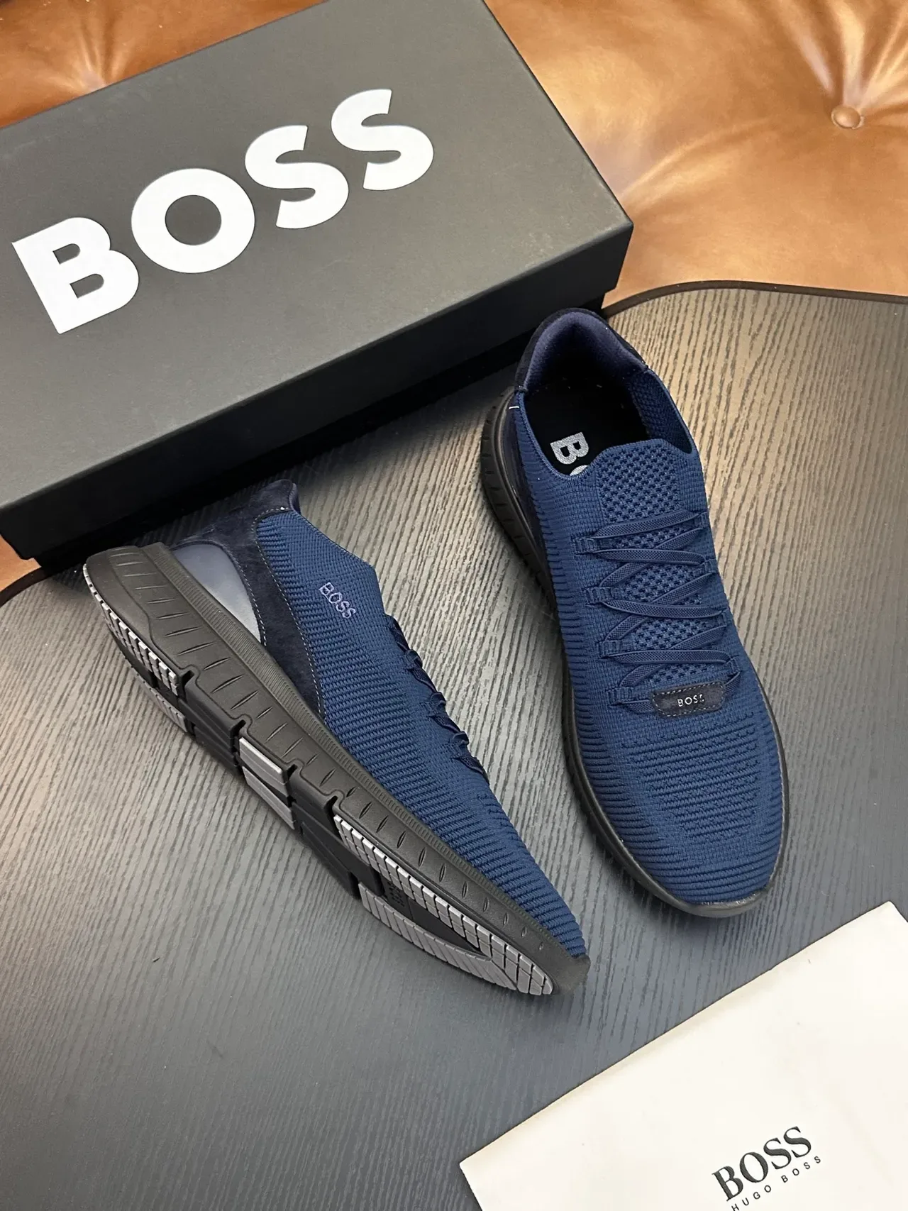 Hugo Boss नेवी निट स्लिप-ऑन लाइफस्टाइल स्नीकर 4