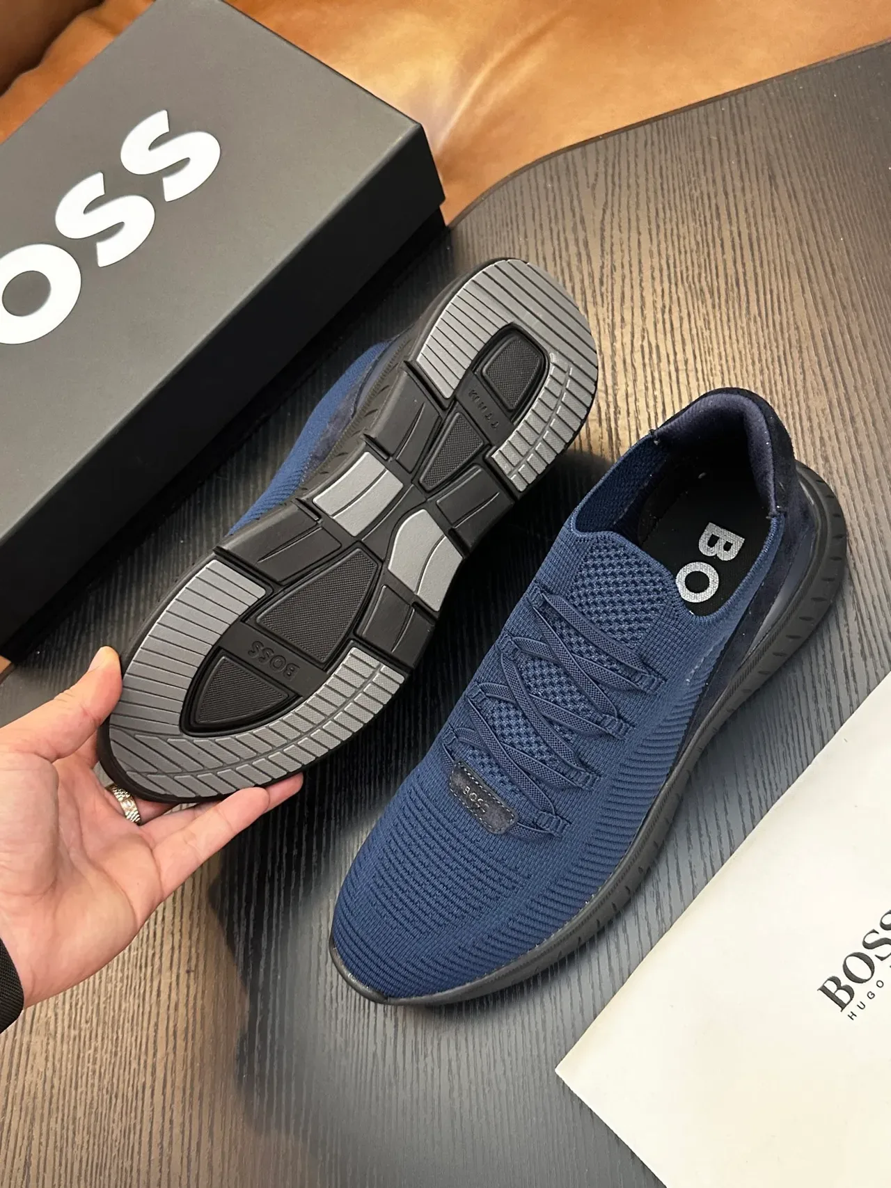 Hugo Boss नेवी निट स्लिप-ऑन लाइफस्टाइल स्नीकर 9