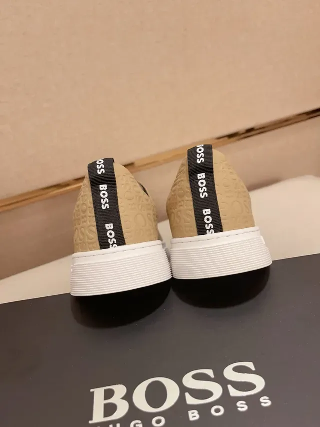 Hugo Boss Slip-On Logo-Embossed Beige and Brown Lifestyle Sneakers 3