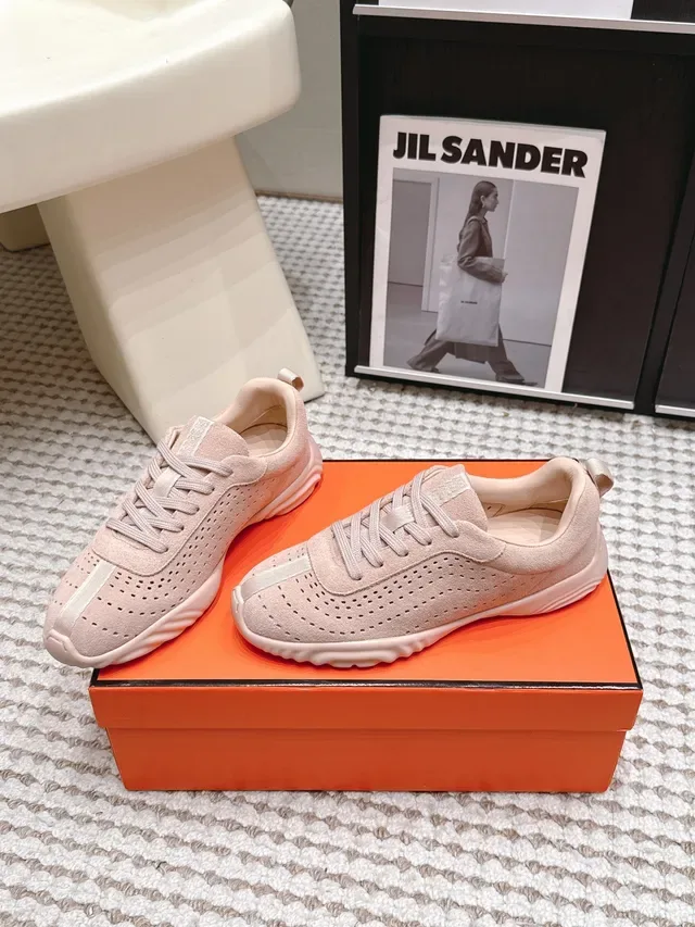 Jil Sander छिद्रित सुड स्नीकर पेल पिंक लाइफस्टाइल स्नीकर 5