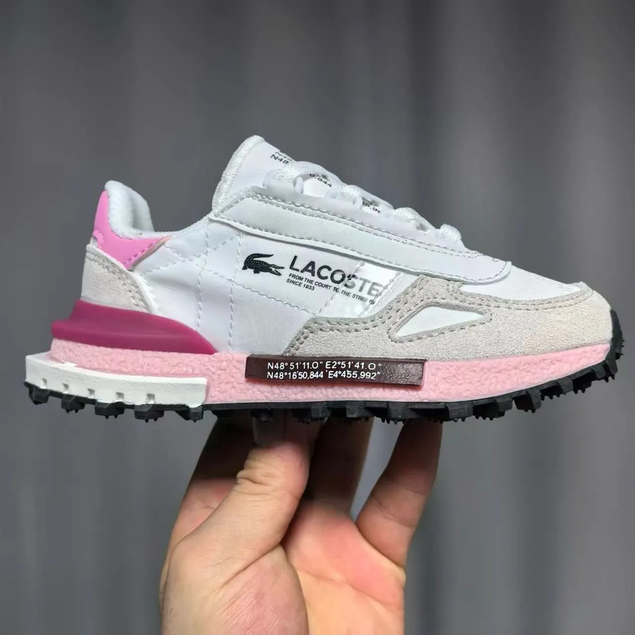 Lacoste Beige Vert Rétro Runner Silhouette Couches Synthétique Maille Supérieure Sneakers 10