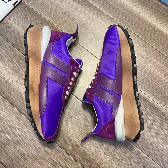 Lanvin Zapatillas Lifestyle Roxo Bege Layered Upper Marrom Cadarços 5