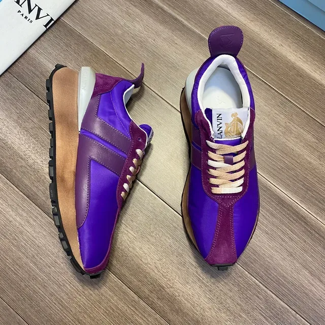 Lanvin Zapatillas Lifestyle Roxo Bege Layered Upper Marrom Cadarços 6