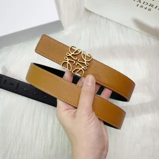 Loewe Anagram Belt Tan and Black Leather Belt