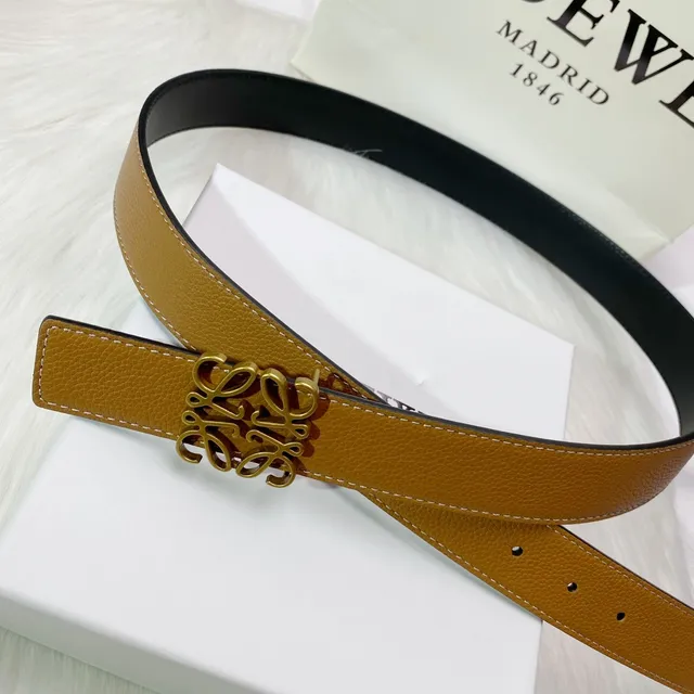 Loewe Anagram Belt भूरी और काली चमड़ी की पट्टी 2