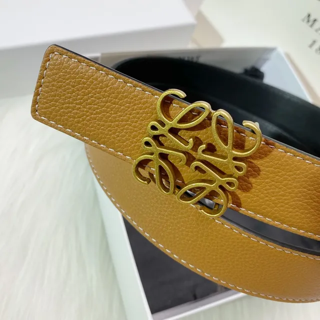 Loewe Anagram Belt भूरी और काली चमड़ी की पट्टी 3