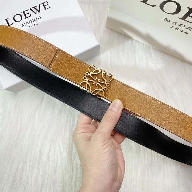 Loewe Anagram Belt भूरी और काली चमड़ी की पट्टी 5