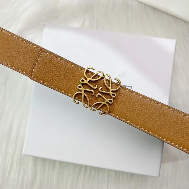 Loewe Anagram Belt भूरी और काली चमड़ी की पट्टी 6