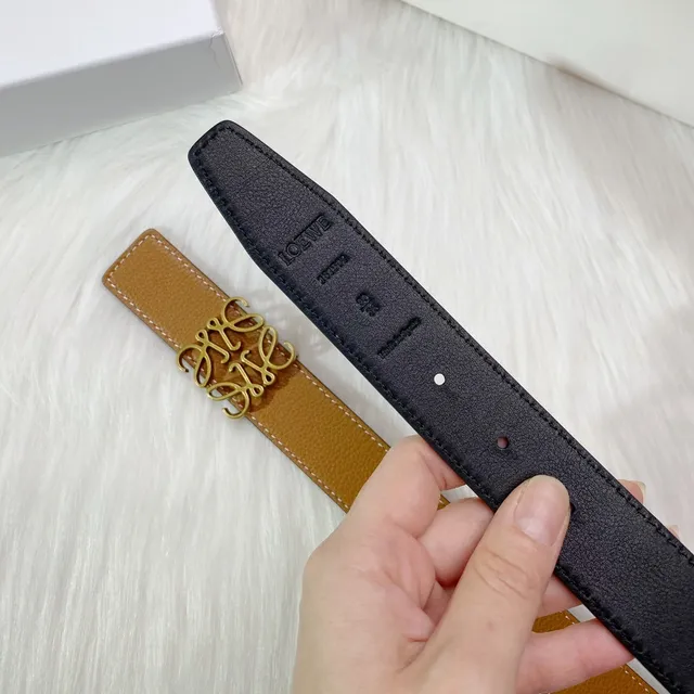 Loewe Anagram Belt भूरी और काली चमड़ी की पट्टी 8