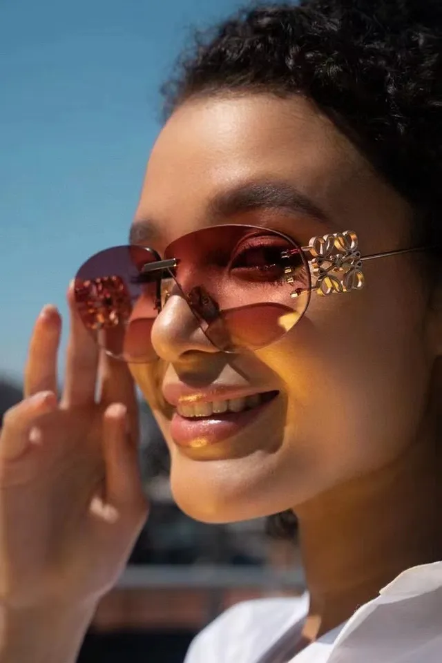 Loewe Floral Motif Rimless Aviator Sunglasses 2