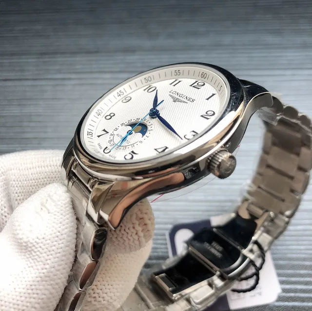 Longines Master Collection 银色表盘 棕色皮革 机械腕表 6