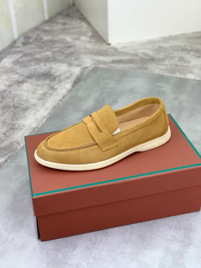 Loro Piana Penny Loafer بيج أبيض سويد حزام لوفر 4
