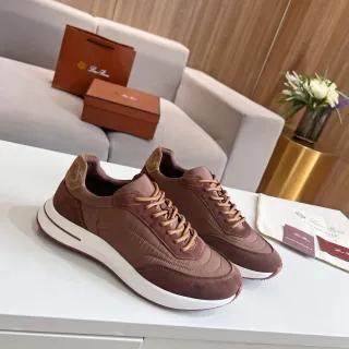 Loro Piana Summer Walk বাদামি সুয়েড-নাইলন জীবনধারা স্নিকার্স
