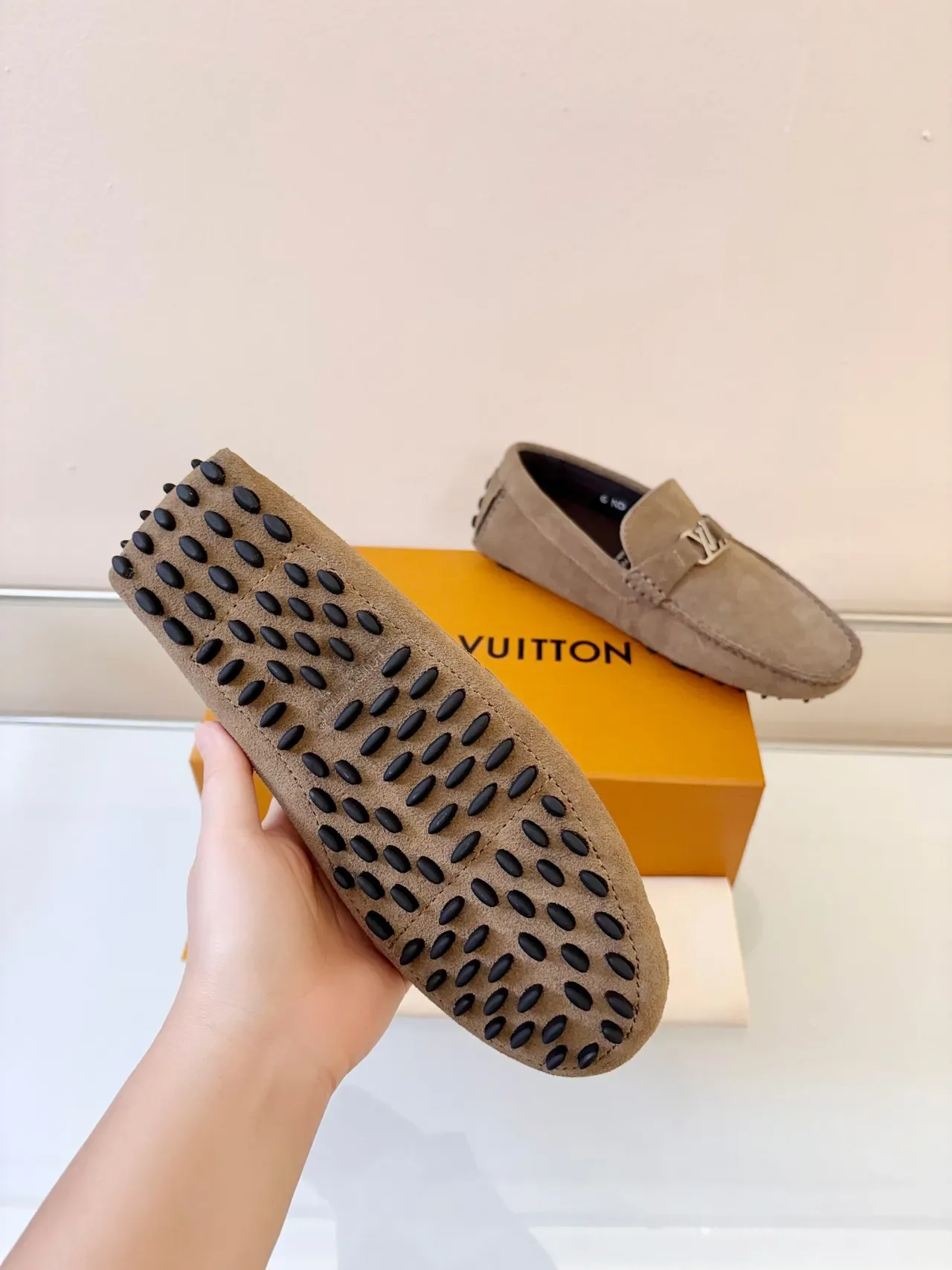Louis Vuitton Beige Black Suede Upper LV Buckle Strap Loafer 5