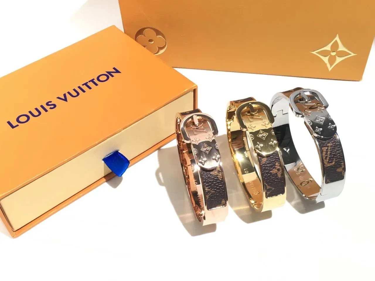 Louis Vuitton Belt Bracelet Monogram Canvas Hinged Bangle Bracelet 5