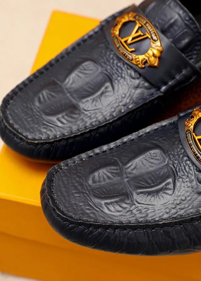 Louis Vuitton কালো সোনালি কুমির এমবসড চামড়া শের-বাকেল হার্ডওয়্যার লুফার 4