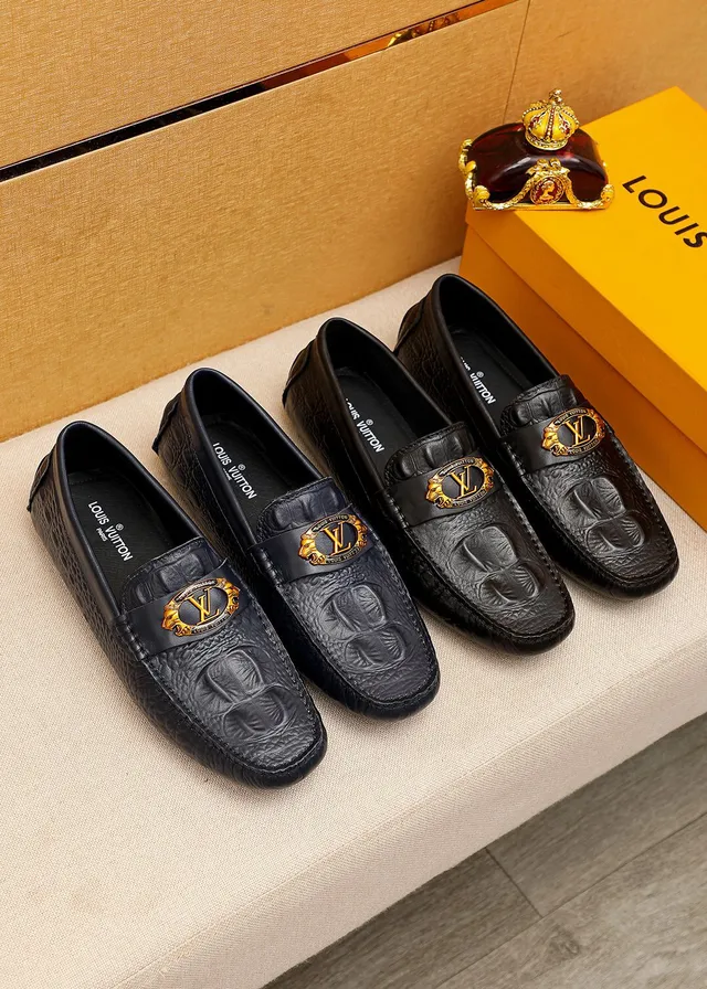 Louis Vuitton কালো সোনালি কুমির এমবসড চামড়া শের-বাকেল হার্ডওয়্যার লুফার 5