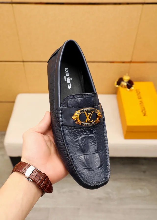 Louis Vuitton কালো সোনালি কুমির এমবসড চামড়া শের-বাকেল হার্ডওয়্যার লুফার 7