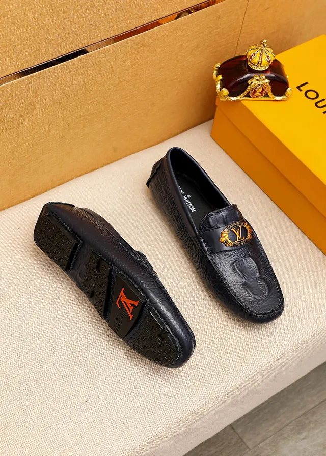 Louis Vuitton কালো সোনালি কুমির এমবসড চামড়া শের-বাকেল হার্ডওয়্যার লুফার 9