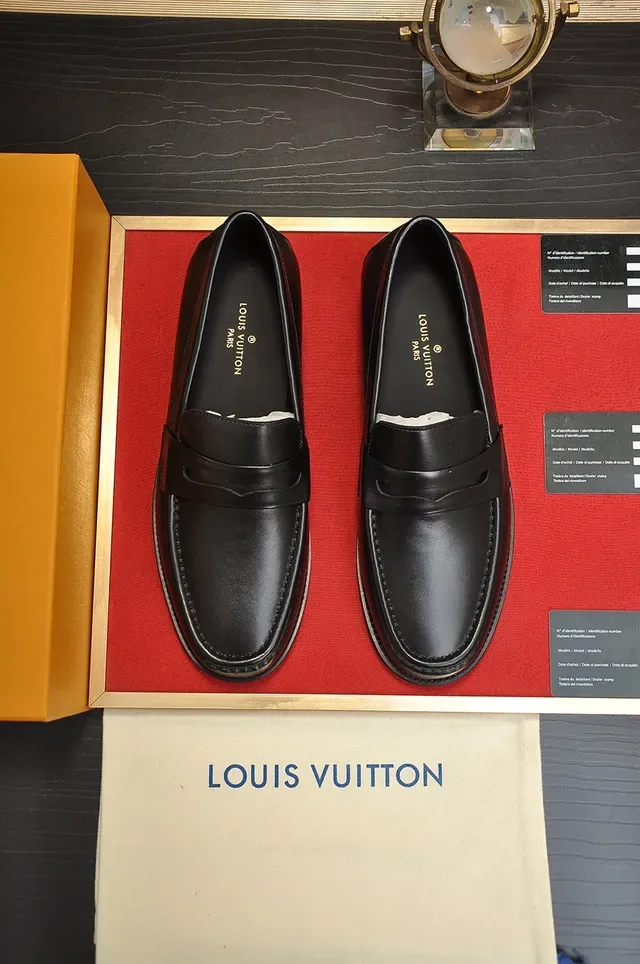 Louis Vuitton Black Leather Penny Strap Loafers 5