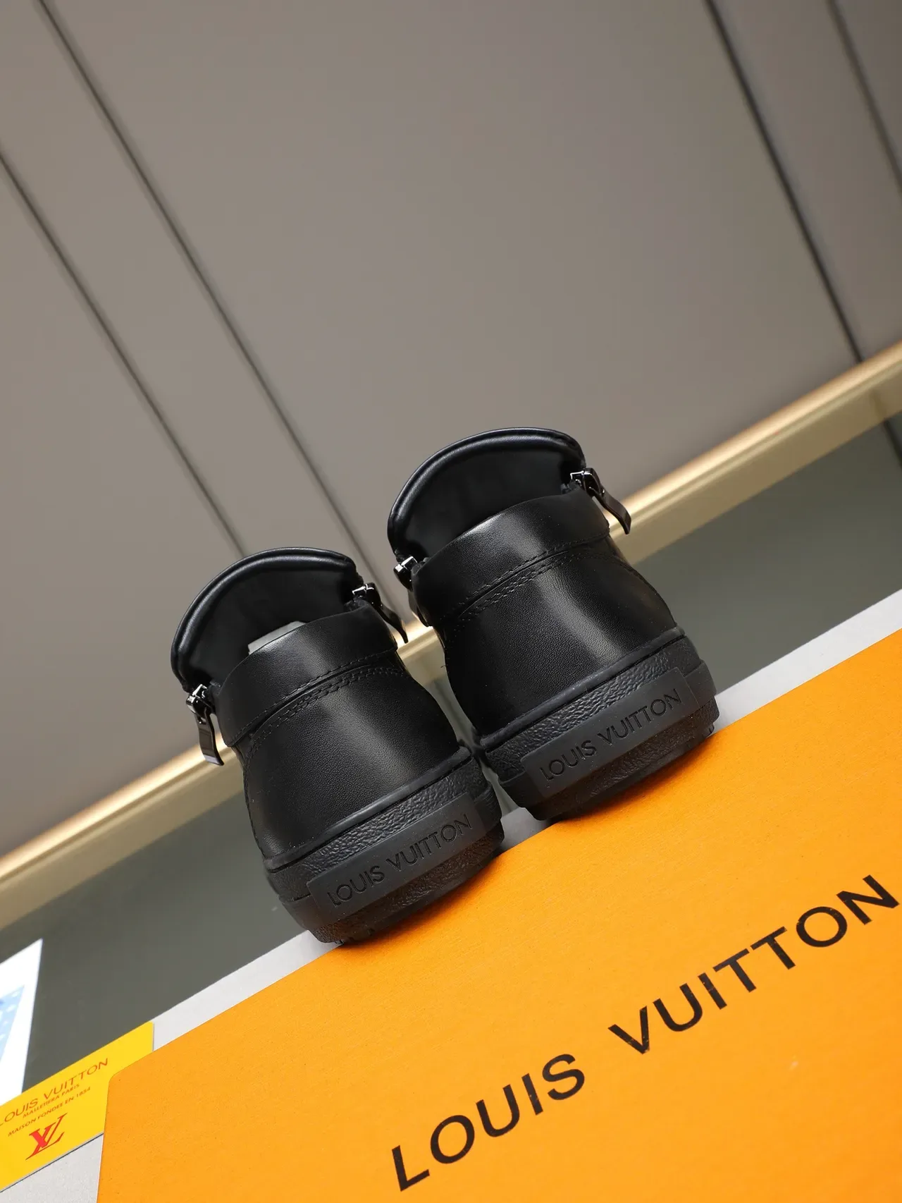 Louis Vuitton Black Monogram-Embossed Leather Side-Zip Closure Lifestyle Sneakers 3