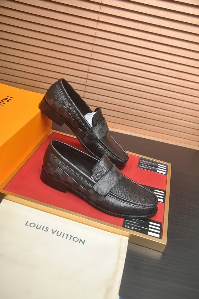 Louis Vuitton Black Pebbled Leather Penny Loafer 4
