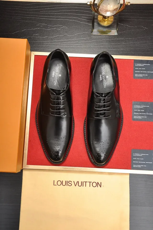 Louis Vuitton Negro Cuero Pulido Brogue Cap-Toe 5