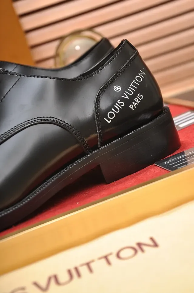 Louis Vuitton Black Polished Leather Cap Toe Oxford Shoes 2