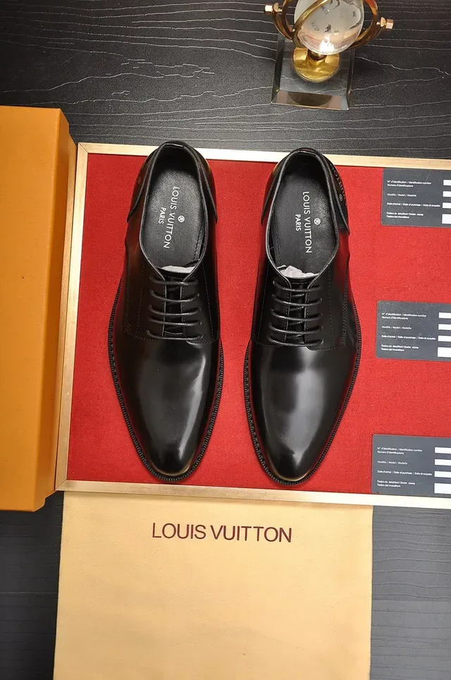 Louis Vuitton Black Polished Leather Cap Toe Oxford Shoes 5