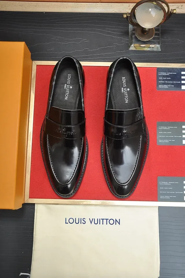 Louis Vuitton Black Polished Leather Monogrammed Strap Loafer 5