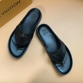 Louis Vuitton 黑色罗纹带拖鞋