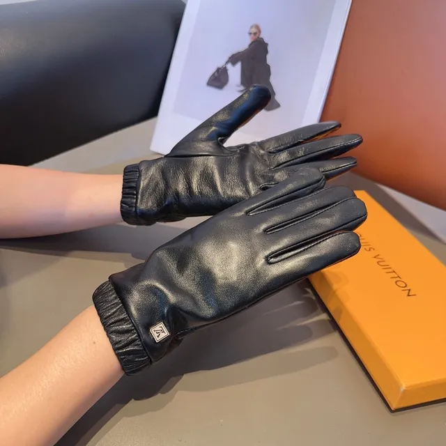 Louis Vuitton 黑色 褶皱 弹性袖口 皮革 手套 3