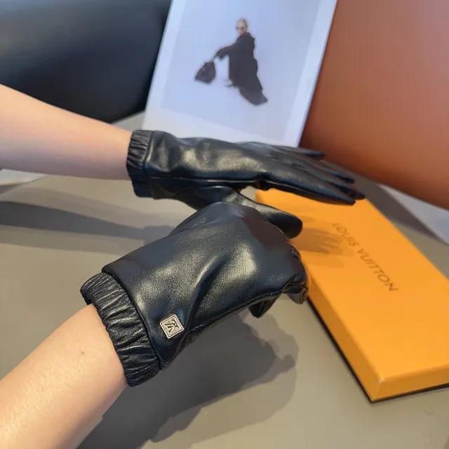 Louis Vuitton 黑色 褶皱 弹性袖口 皮革 手套 4