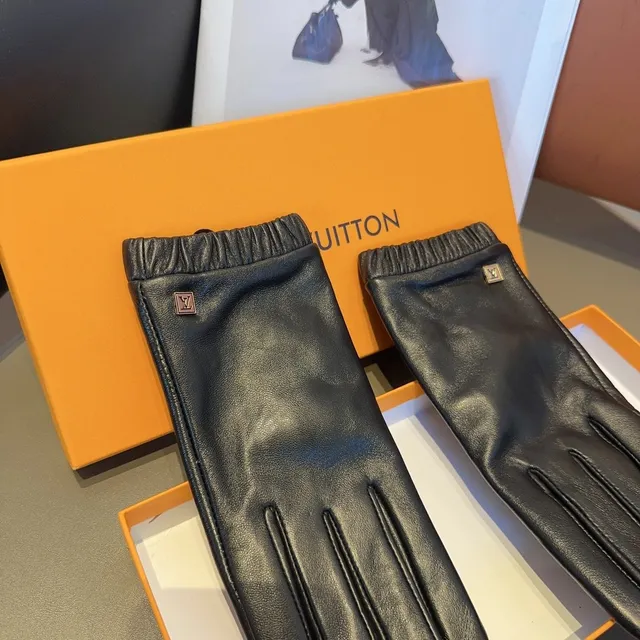 Louis Vuitton 黑色 褶皱 弹性袖口 皮革 手套 7