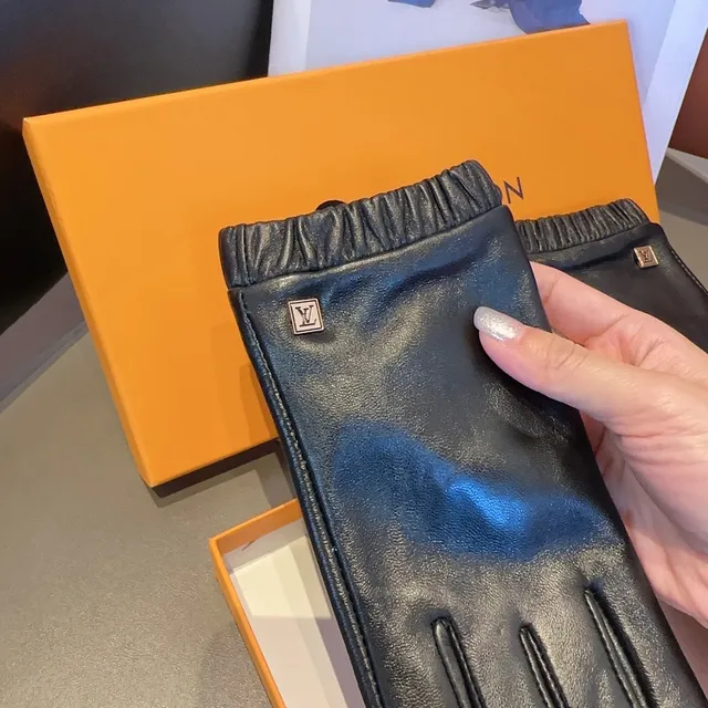Louis Vuitton 黑色 褶皱 弹性袖口 皮革 手套 8