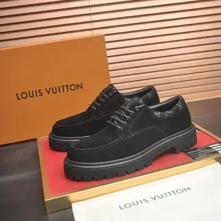 Louis Vuitton Black Suede Lug-Sole Derby-Style Casual Shoes