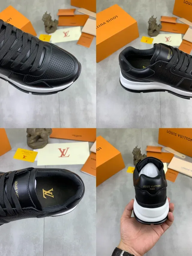 Louis Vuitton Black White Perforated Leather Upper Contrast Midsole Lifestyle Sneakers 2