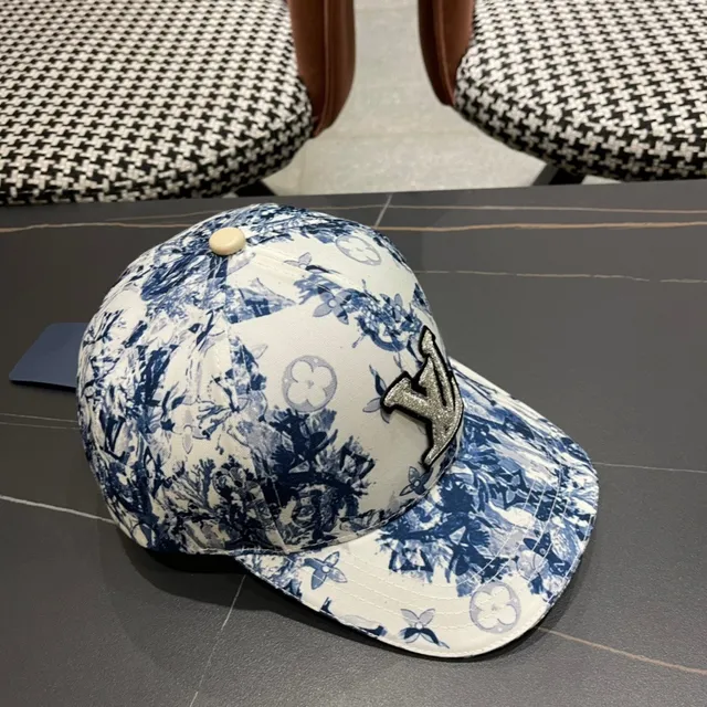 Louis Vuitton Blue and White Printed Baseball Cap 5